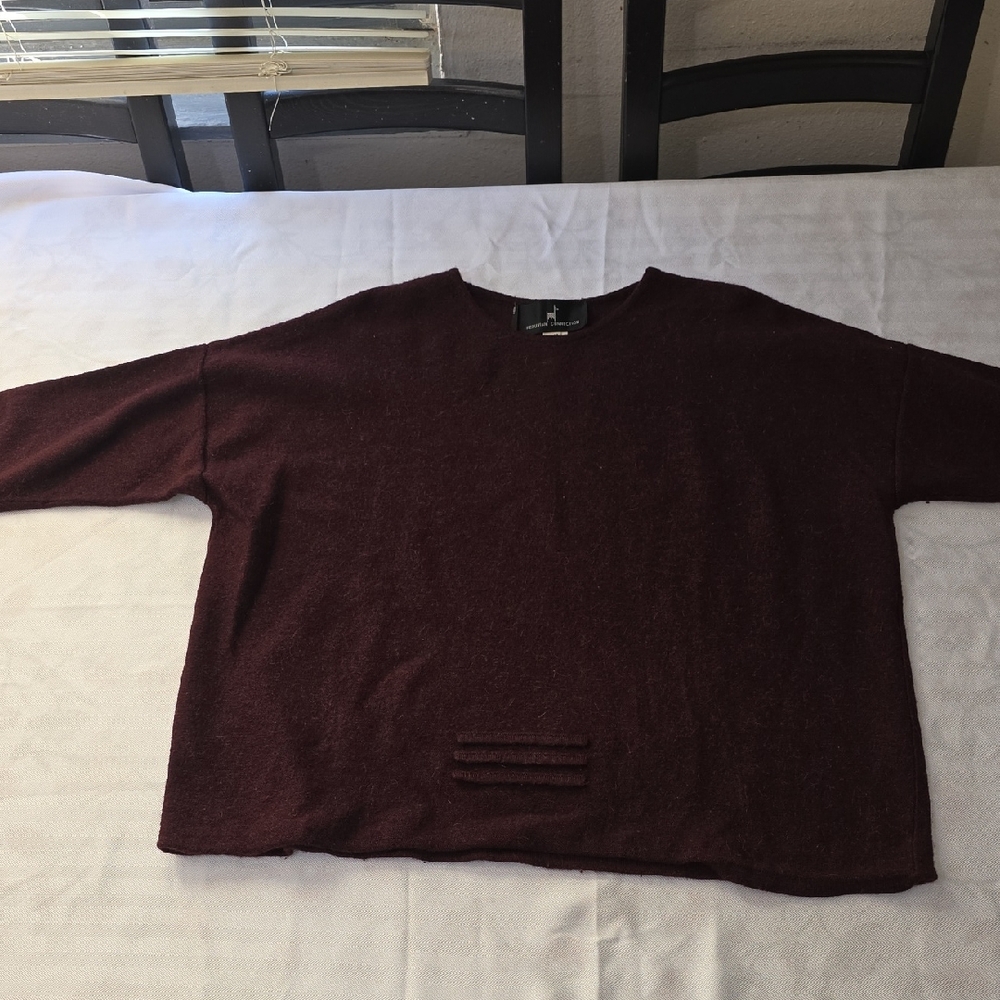 Peruvian Connection Women's Baby Alpaca Deep Burgundy Crewneck Sweater M‎